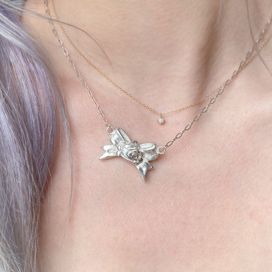 solid silver Clown bowtie necklace (free shipping!)