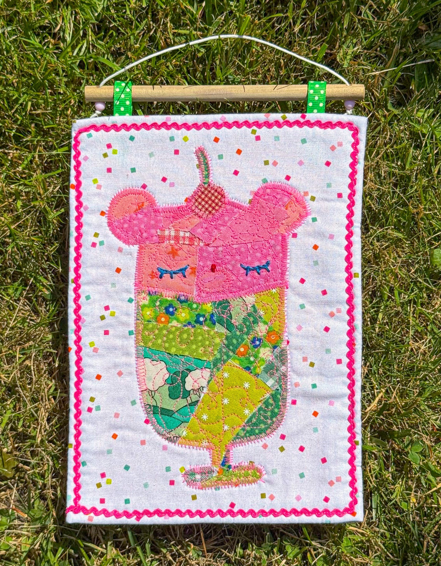 strawBEARy melon soda wall quilt