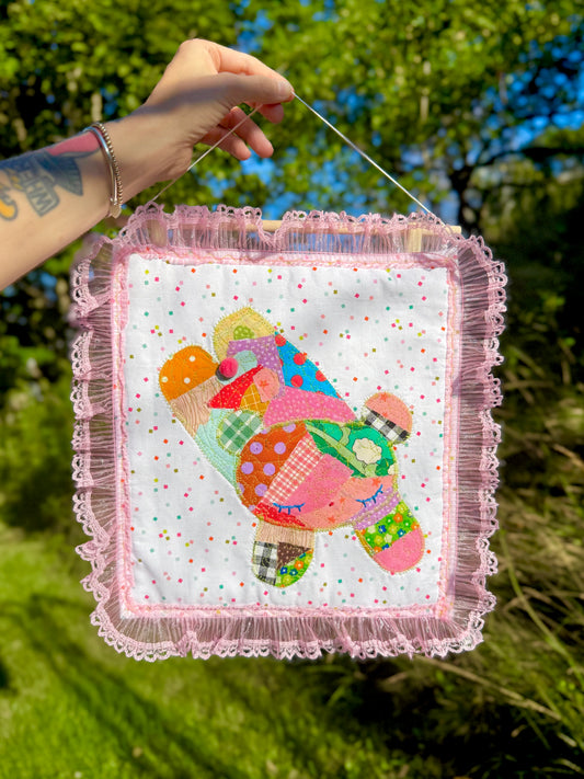 sleeping patchwork bear wall quilt
