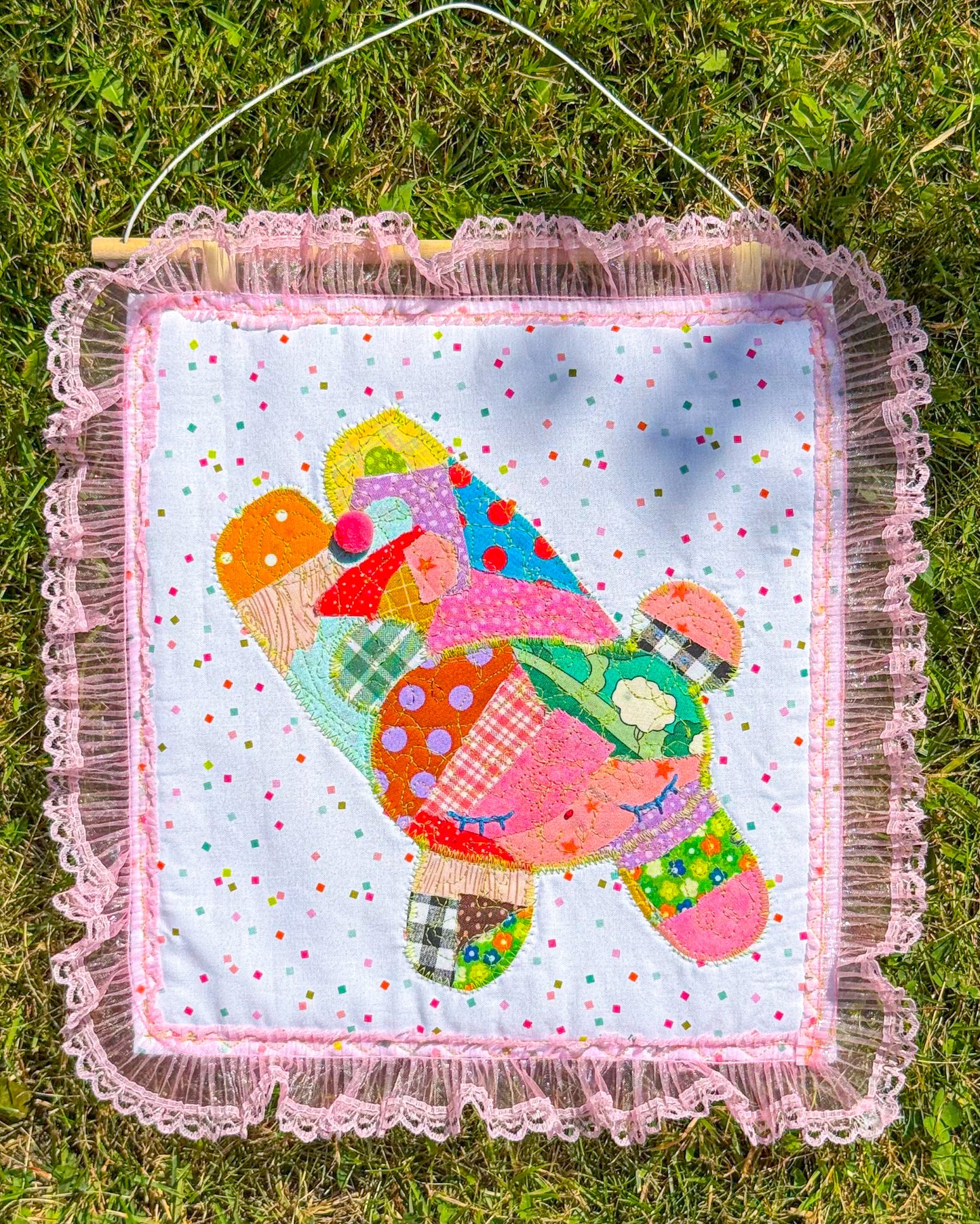 sleeping patchwork bear wall quilt