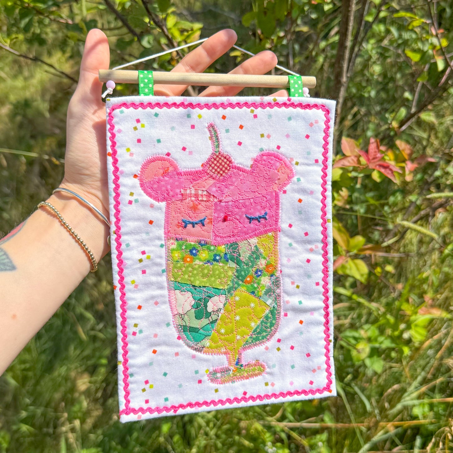 strawBEARy melon soda wall quilt